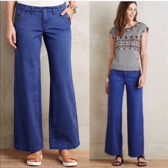 Anthropologie Pants - Anthropologie Pilcro Sailor Blue Wide Leg Pant 32